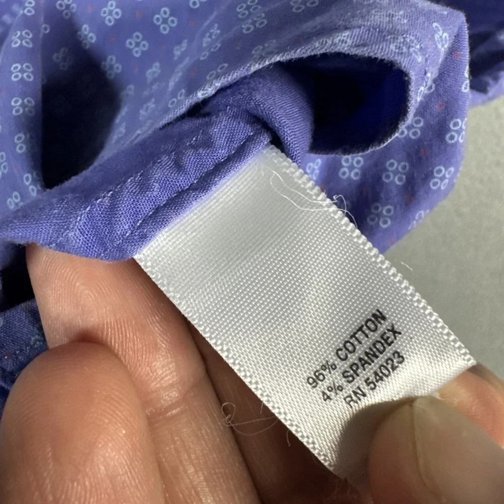 Banana Republic Shirt Mens Medium Purple Stretch Geometric Short Sleeve Button